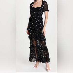 Wayf Cici Bustier Tiered Maxi Dress in Black